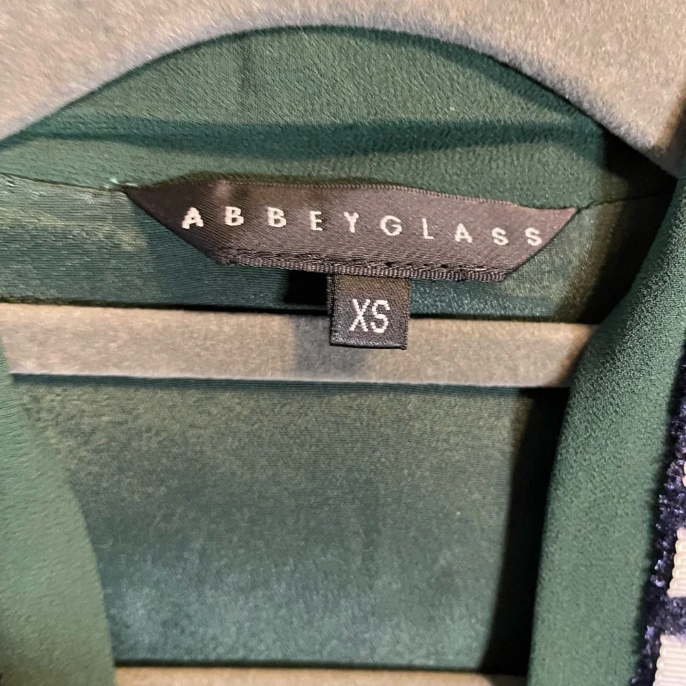 Abbey Glass forest green A Line Fit & Flare Dress long textured neck tie XS $300 - Picture 6 of 6